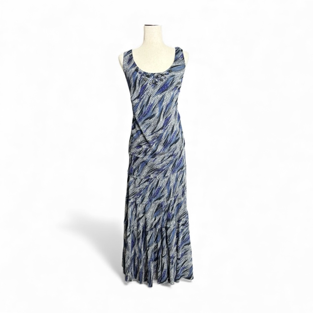 NWT Jessica Howard Blue and Gray Sleeveless Maxi Dress Size 16W